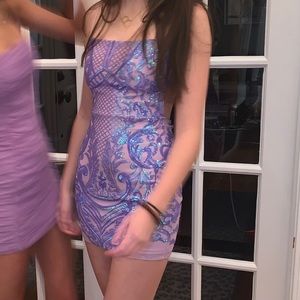 Starstruck Strappy Dress in Lilac Iridescence
